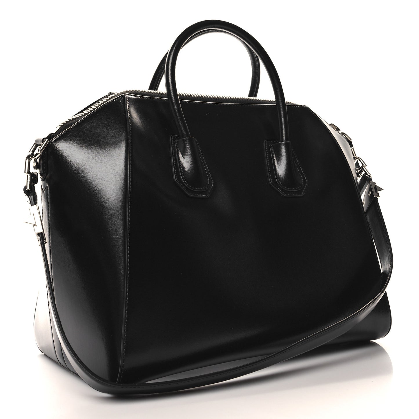 Shiny Lord Calfskin Small Antigona Black