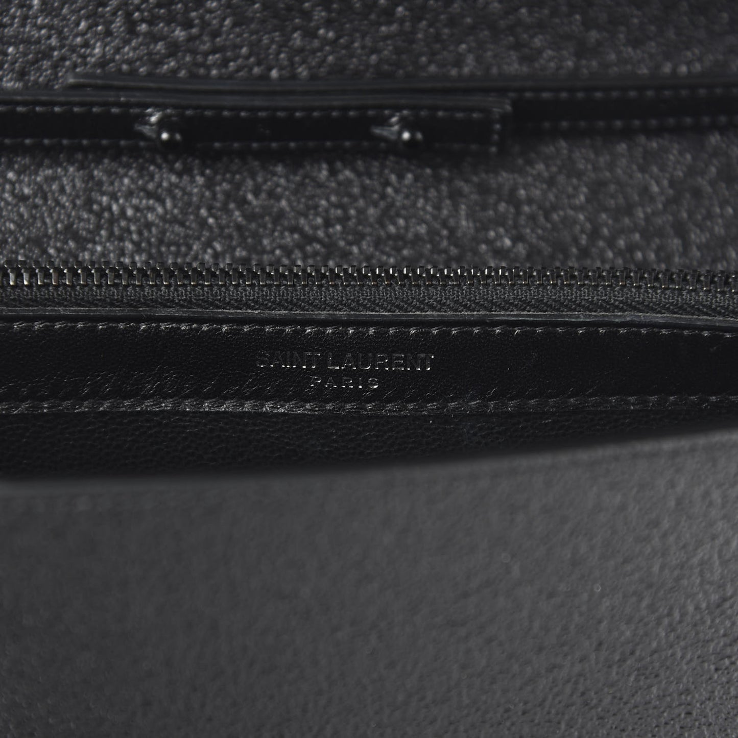 Grained Metallic Calfskin Monogram Chain Wallet Black