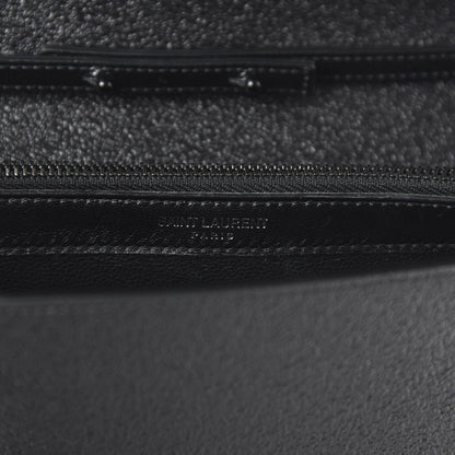 Saint Laurent Grained Metallic Calfskin Monogram Chain Wallet Black 8 of 9