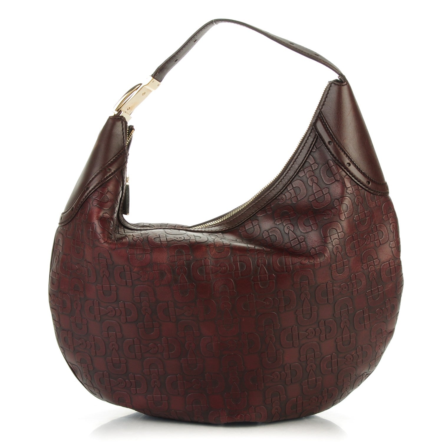 Gucci Calfskin Horsebit Embossed Glam Hobo Burgundy 1 of 7