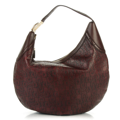 Gucci Calfskin Horsebit Embossed Glam Hobo Burgundy 1 of 7