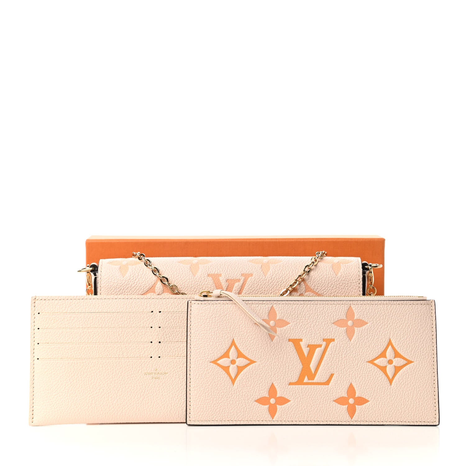 Louis Vuitton Empreinte Monogram Giant By The Pool Felicie Pochette Chain Wallet Cream Saffron 11 of 11