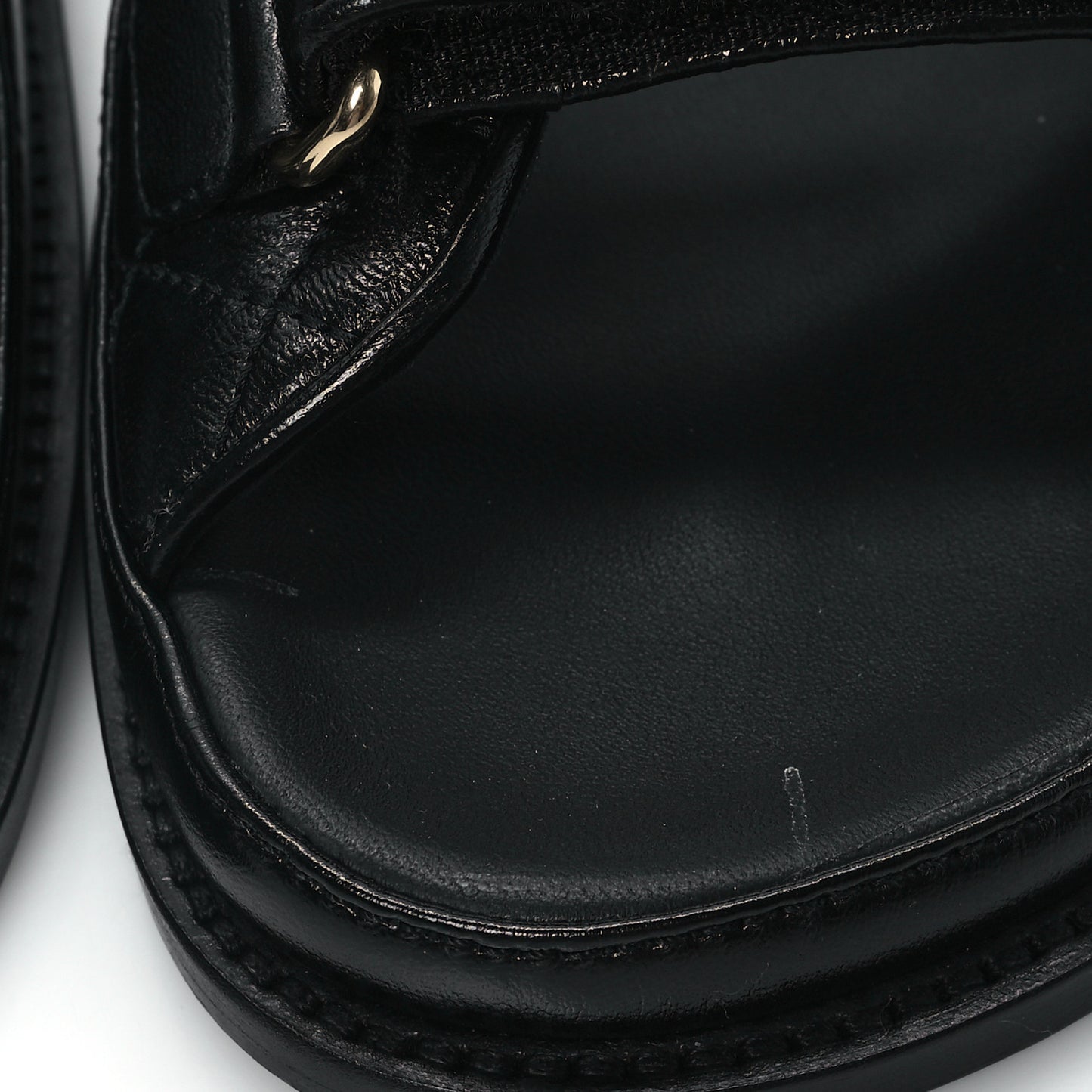 Lambskin Quilted Velcro Dad Chain CC Slide Sandals 41 Black