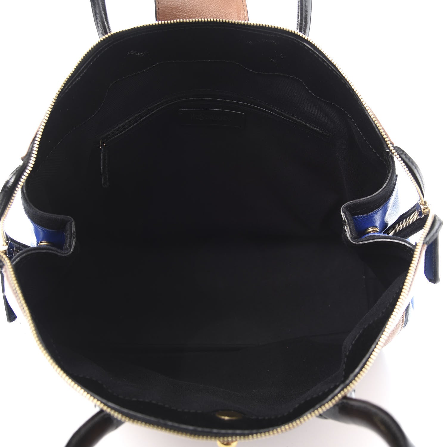 Saint Laurent Calfskin Medium Travel Muse Two Cabas Brown Blue 5 of 13