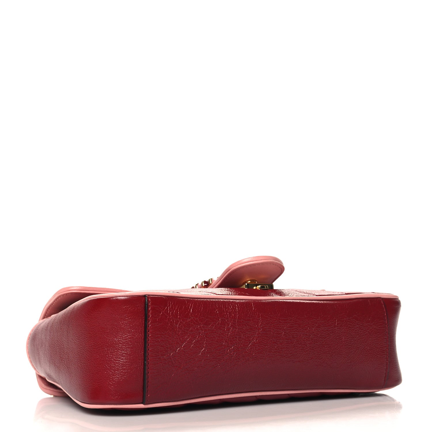 Gucci Azalea Calfskin Enamel Matelasse Diagonal Small Torchon GG Marmont Shoulder Bag New Cherry Red Wild Rose 4 of 10