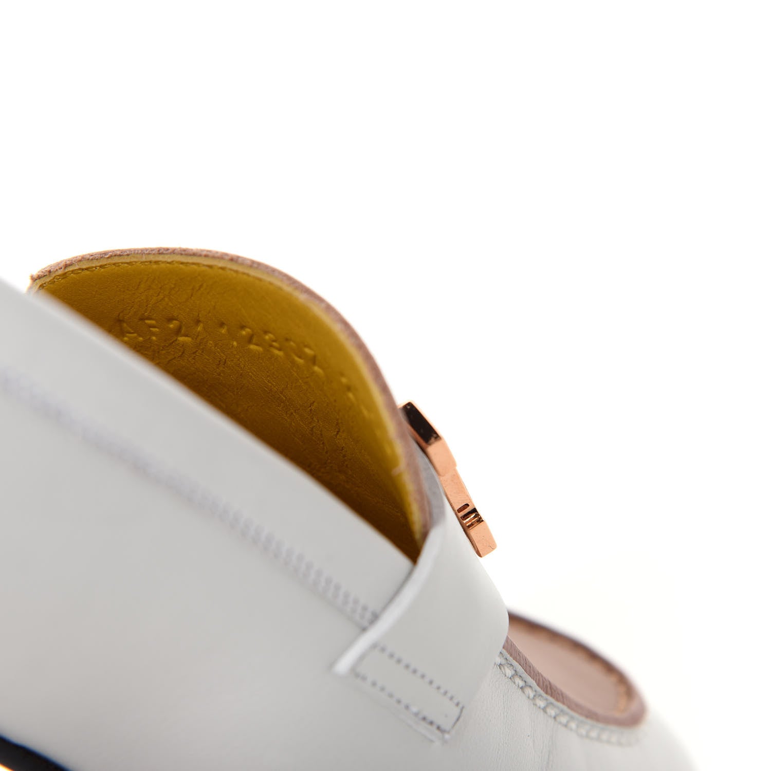 Hermes Calfskin Womens Paris Loafers 37.5 White Bois De Santal 10 of 11