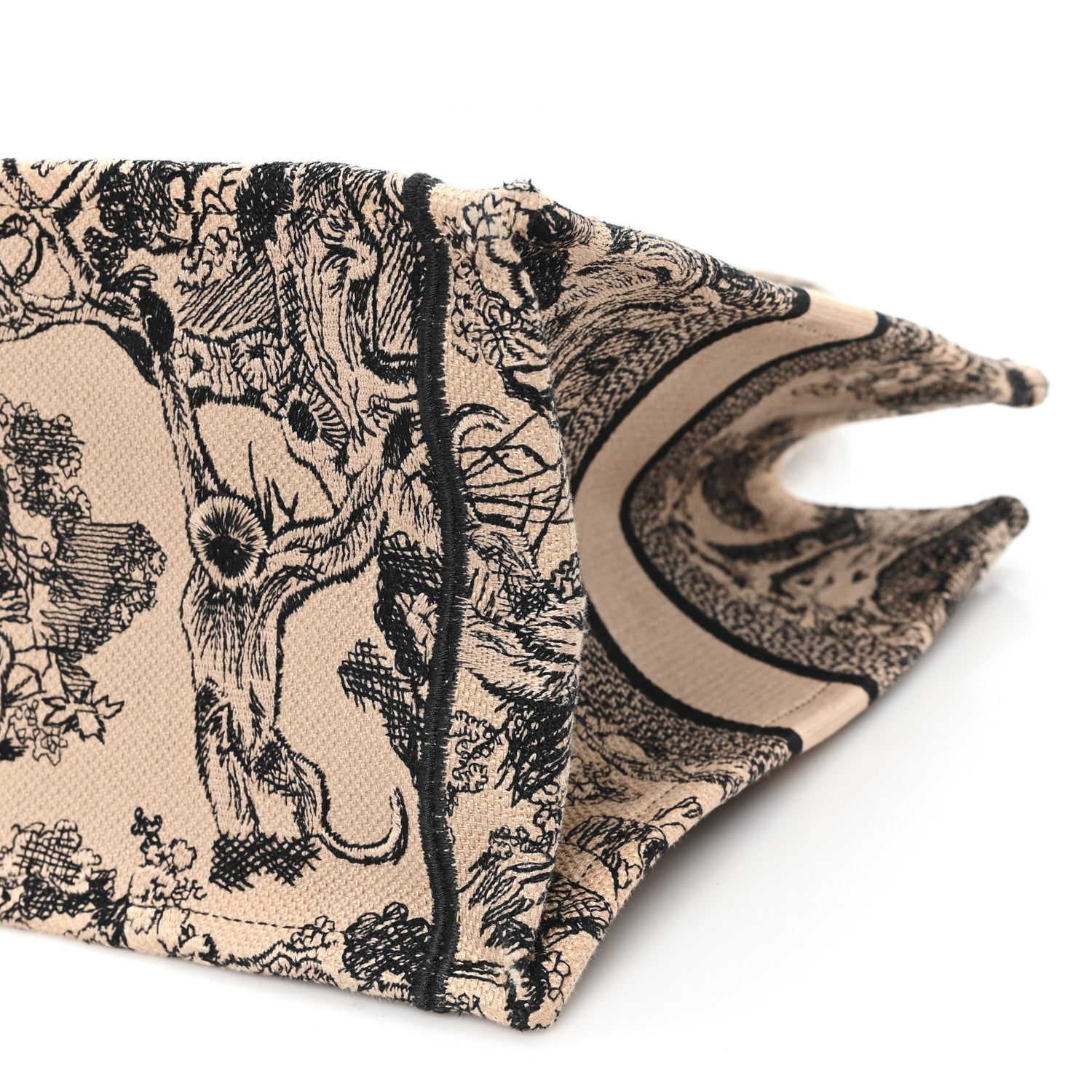 Christian Dior Canvas Embroidered Medium Dioriviera Toile De Jouy Book Tote Black 10 of 12