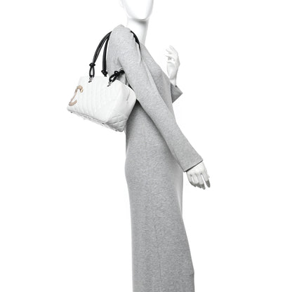 Chanel Calfskin Python Quilted Large Cambon Bowler White 2 of 12