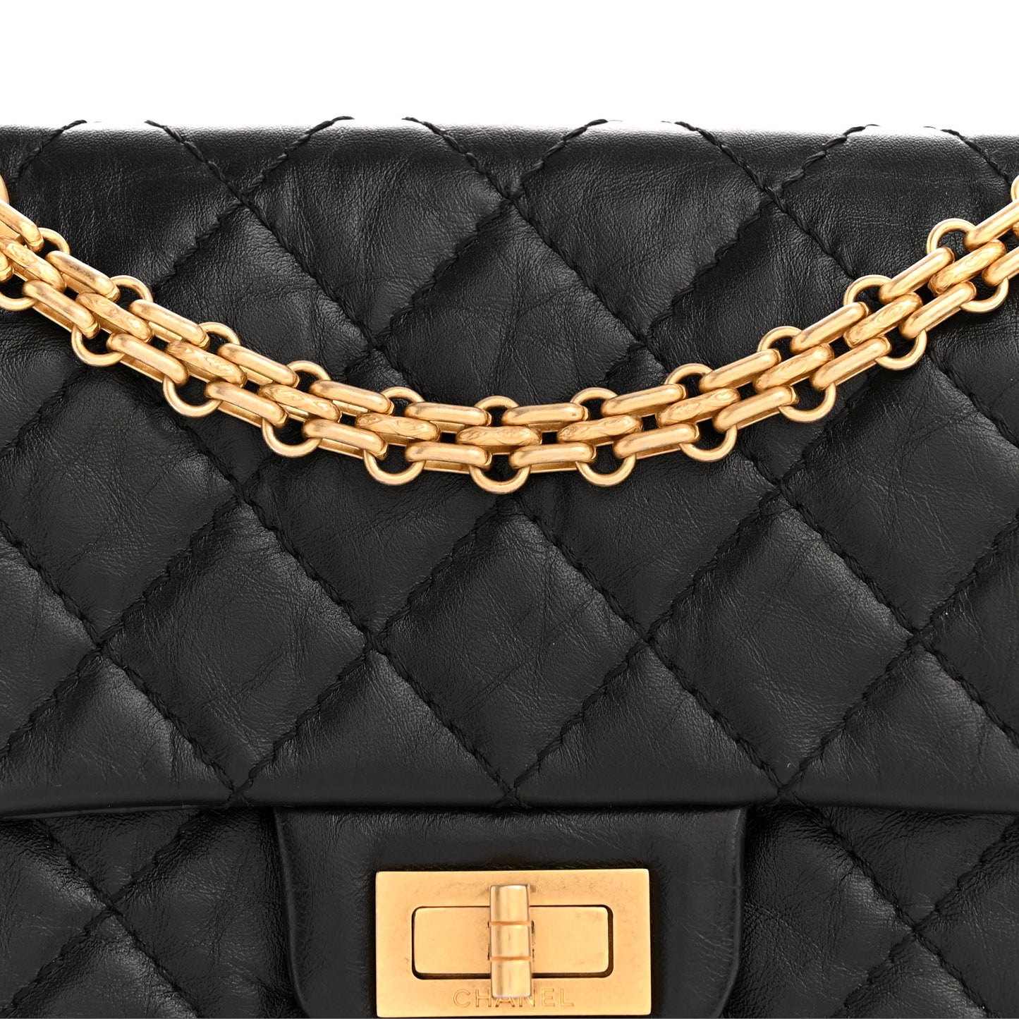 Aged Calfskin Quilted 2.55 Reissue Mini Flap Black