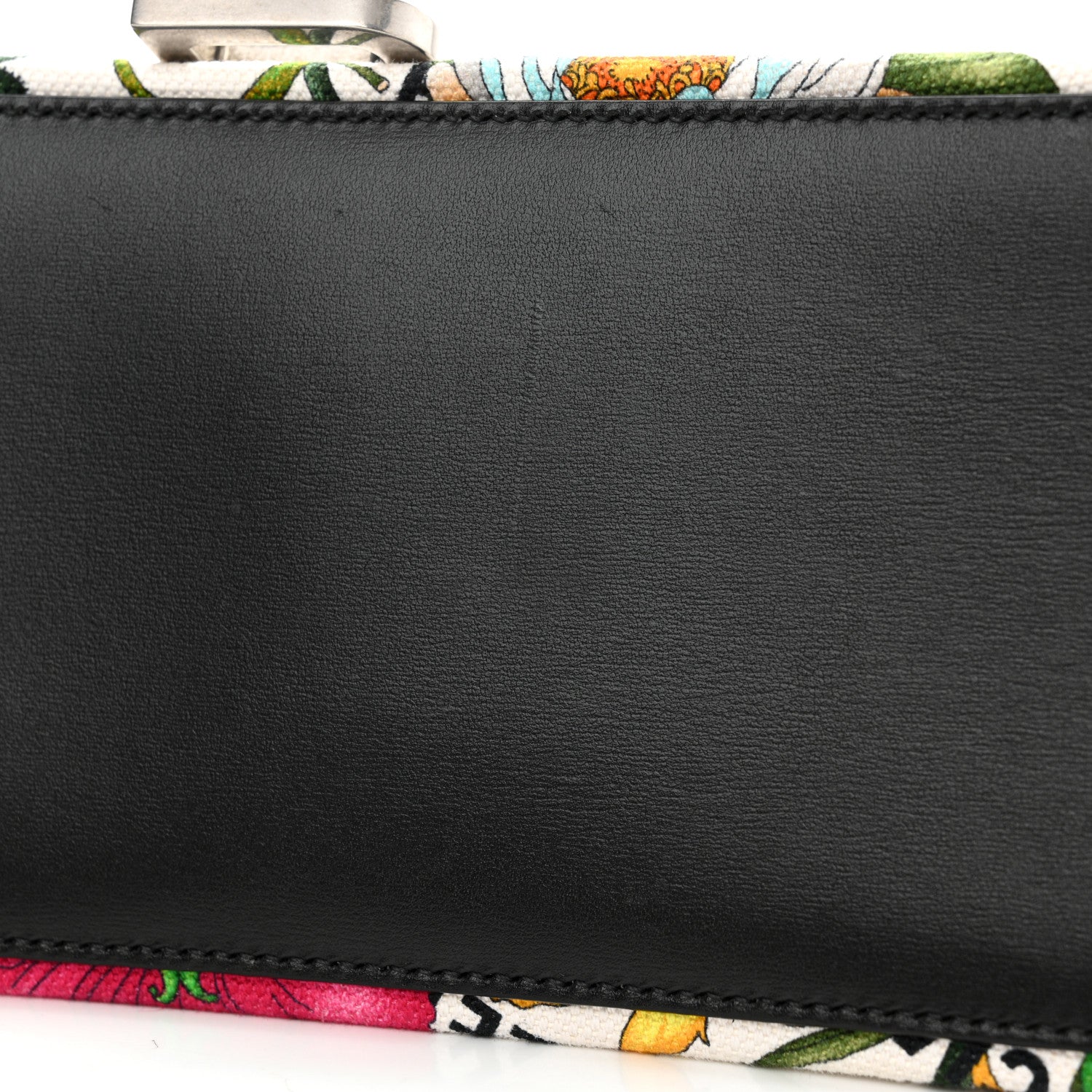 Balenciaga X GUCCI Canvas Boarded Plutone Calfskin Flora Logo Print Medium Hourglass Top Handle Bag White Multicolor Black 13 of 14