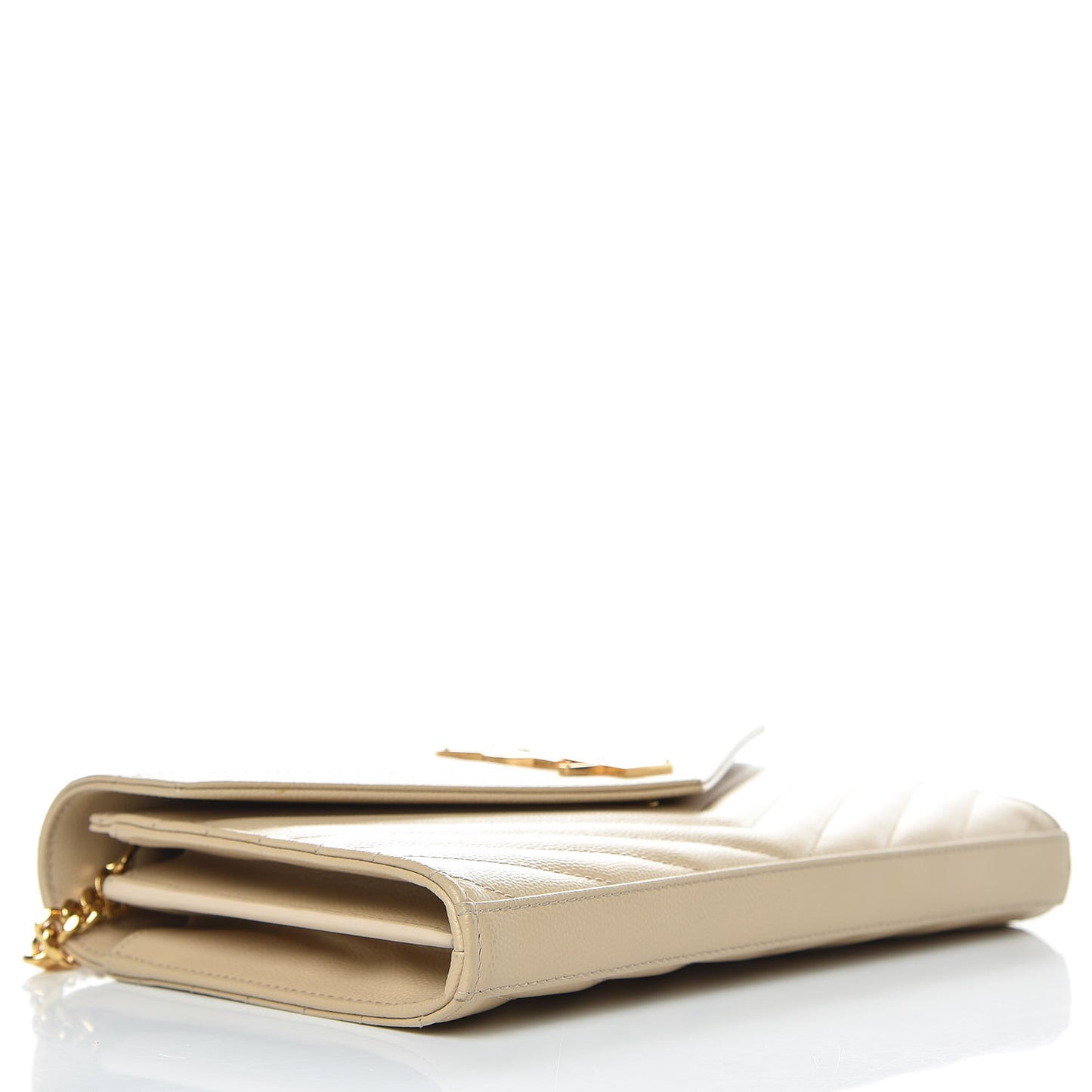 Grain De Poudre Matelasse Chevron Monogram Chain Wallet Nude Powder