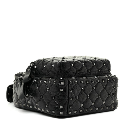 Valentino Garavani Craquele Nappa Quilted Mini Rockstud Spike Backpack Black 4 of 9