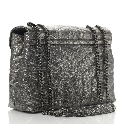 Saint Laurent Metallic Grain De Poudre Monogram Small Loulou Chain Satchel Gun Metal 2 of 10