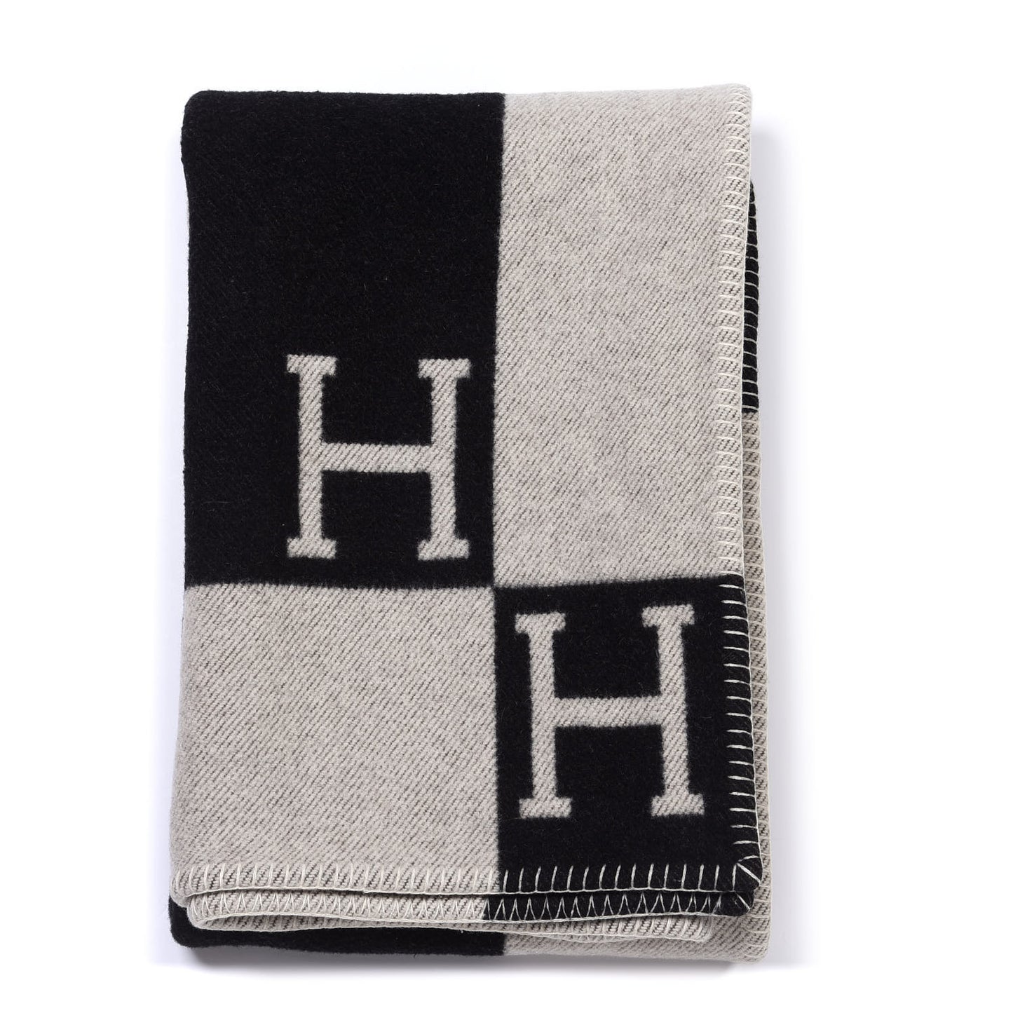 Wool Cashmere Avalon Blanket Ecru Gris Fonce