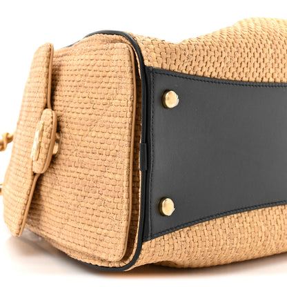 Chanel Braided Raffia Calfskin Quilted Small Chanel 25 Handbag Beige Black 10 of 10