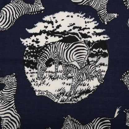 Hermes Cashmere Silk Les Zebras Bandana Scarf 55 Marine Black White 2 of 5