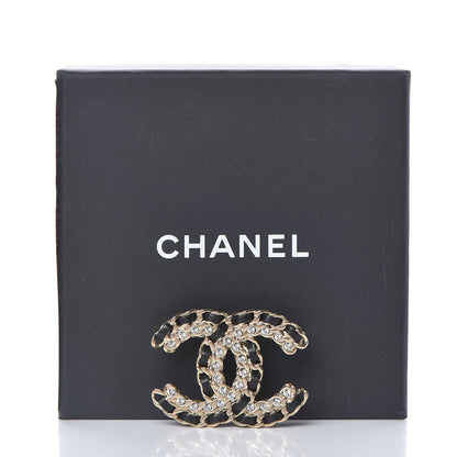 Chanel Lambskin Crystal CC Brooch Black Gold 5 of 5