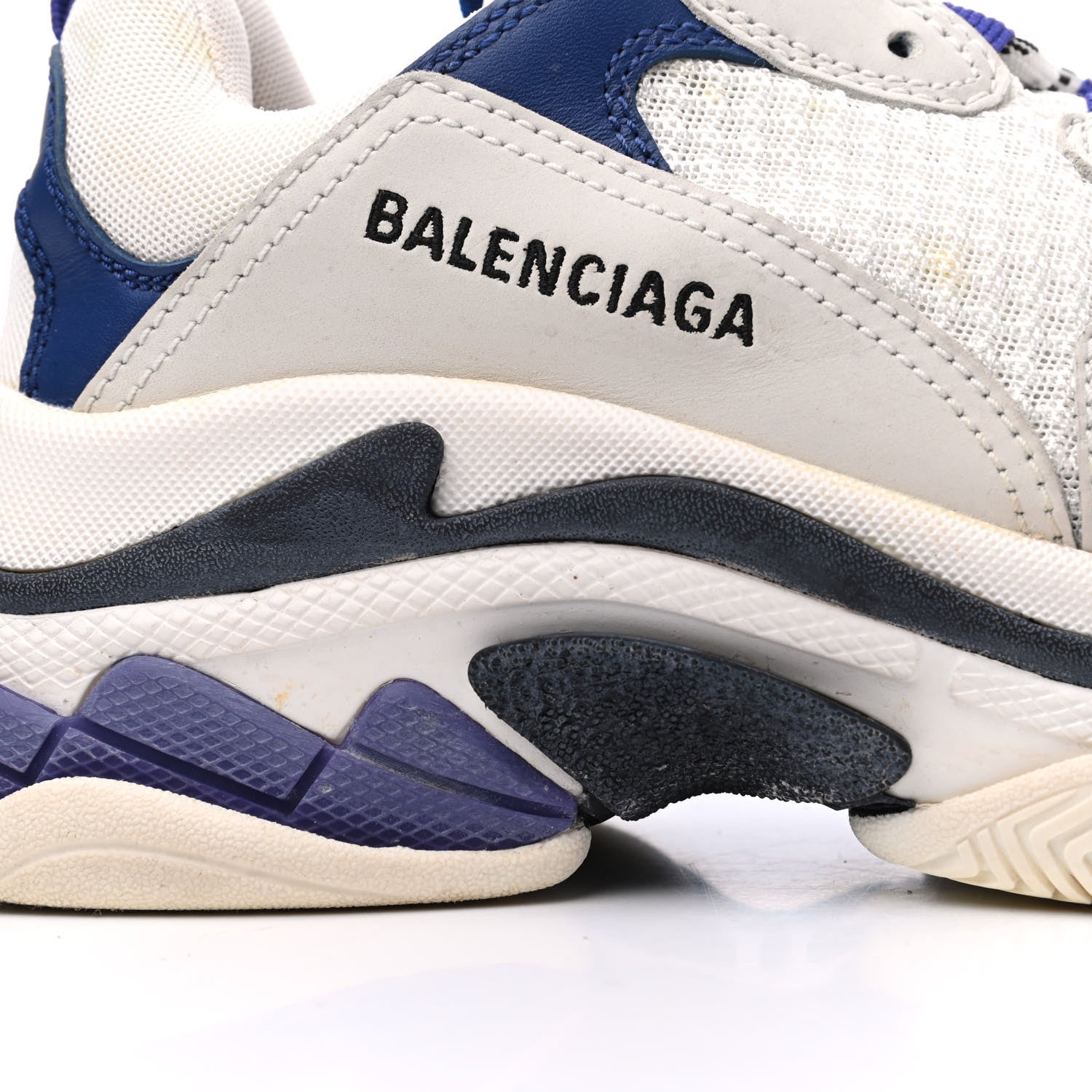 Balenciaga Mesh Nubuck Womens Triple S Sneakers 38 White Bleu Violet 18 of 24