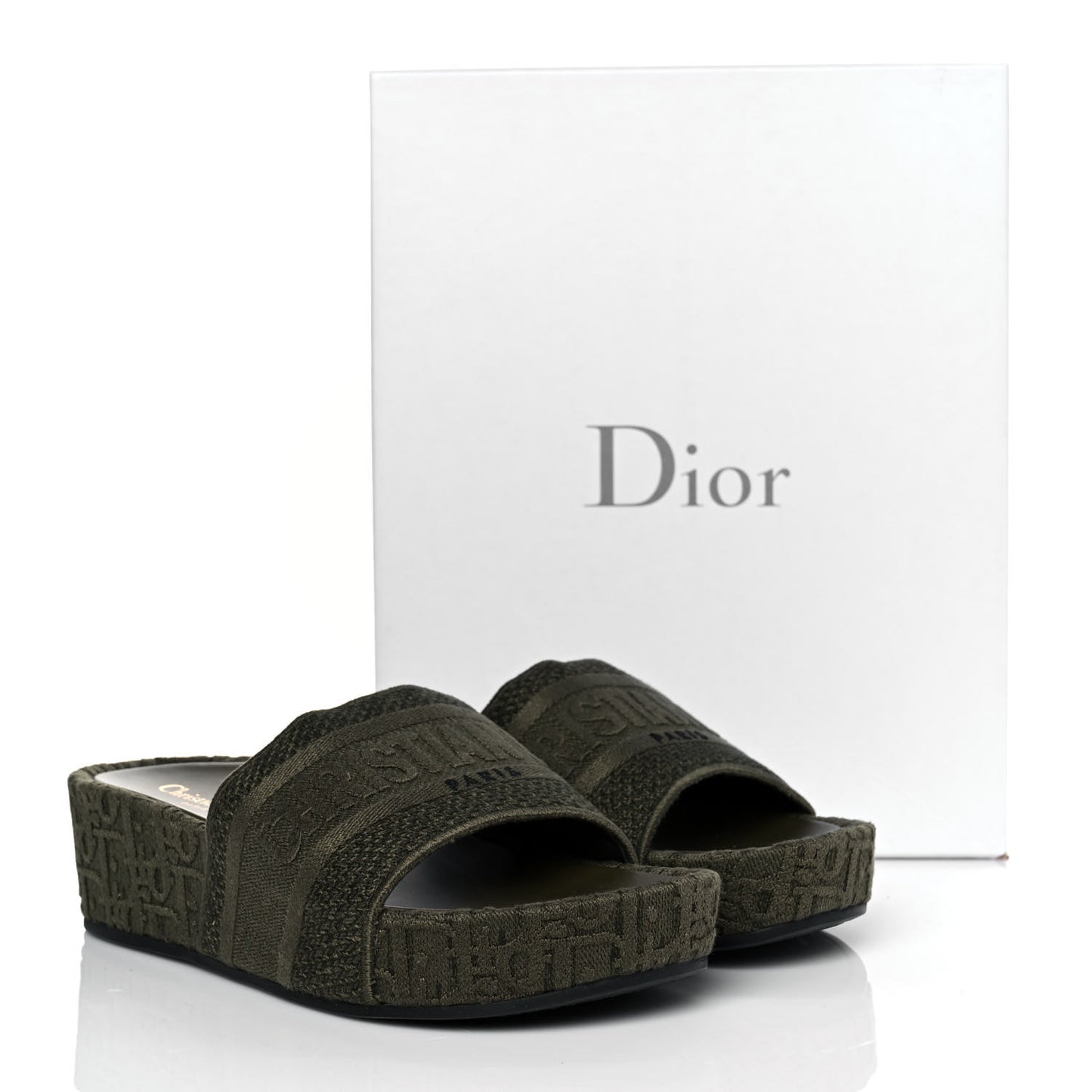 Oblique D-Way Platform Slide Sandals 39 Kaki