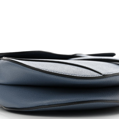 Christian Dior Grained Calfskin Saddle Bag Denim Blue 9 of 11