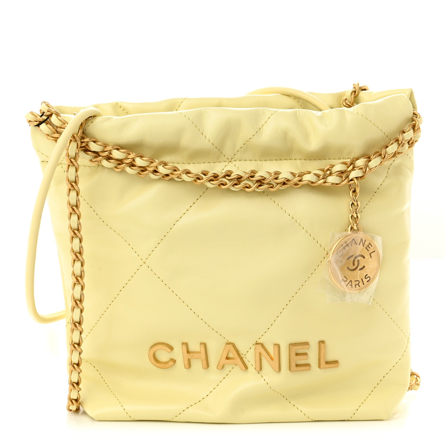 Chanel Shiny Calfskin Quilted Mini Chanel 22 Light Yellow 1 of 11
