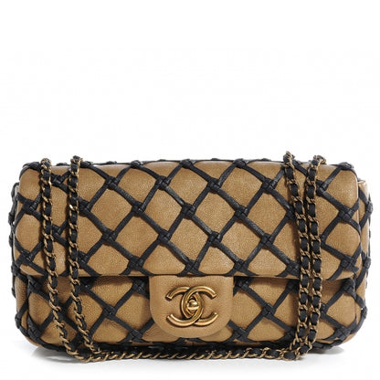 Chanel Calfskin Canebiers Medium Net Flap Dark Gold 1 of 7