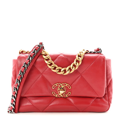 Chanel Lambskin Quilted Medium Chanel 19 Flap Red 1 of 9