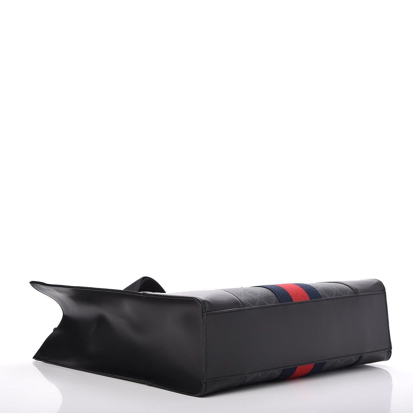GG Supreme Monogram Web Angry Cat Embroidered Vertical Tote Black Grey
