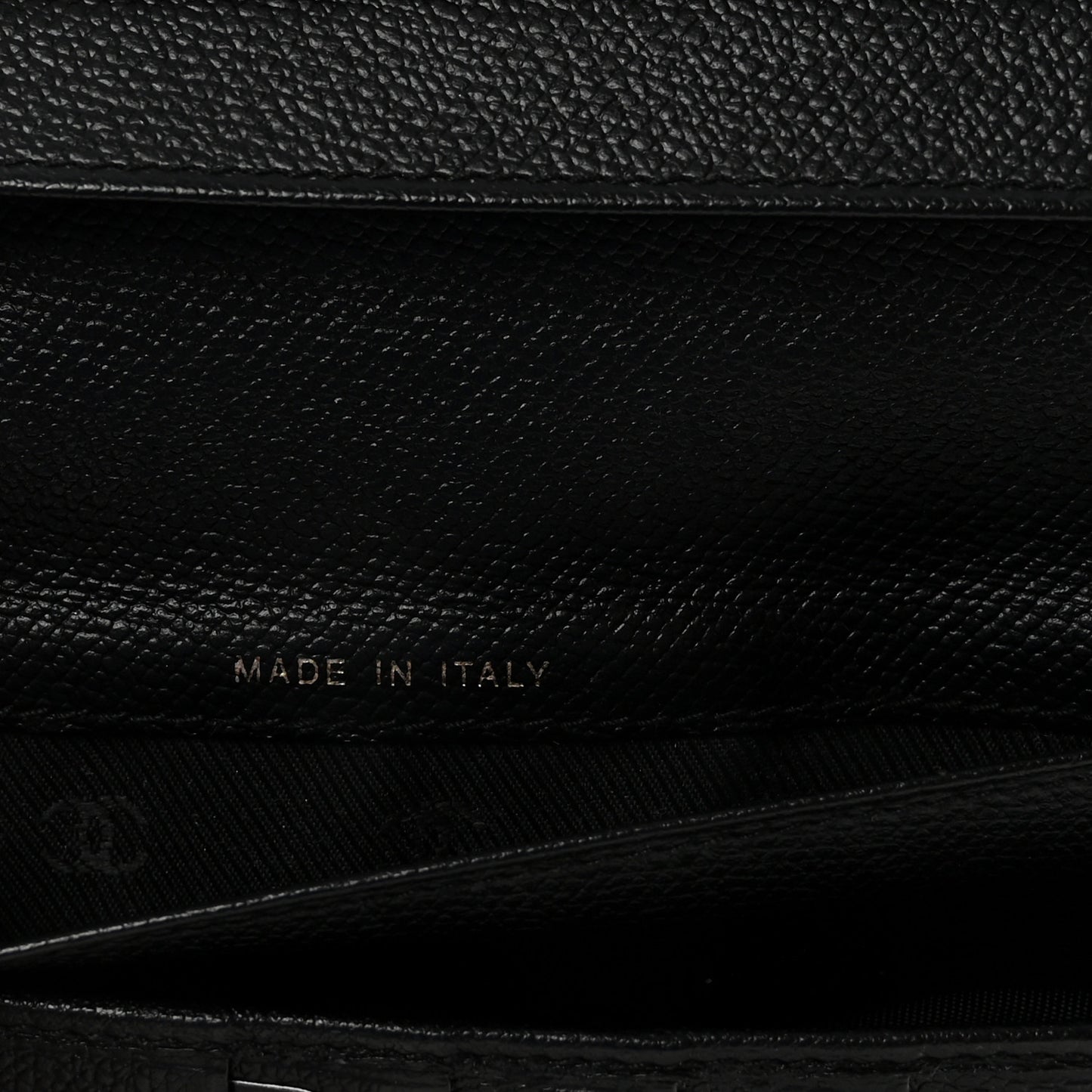 Grained Calfskin CC Button Long Wallet Black