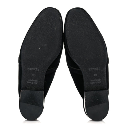 Hermes Velvet Goatskin Oz Mules 36 Black 5 of 9