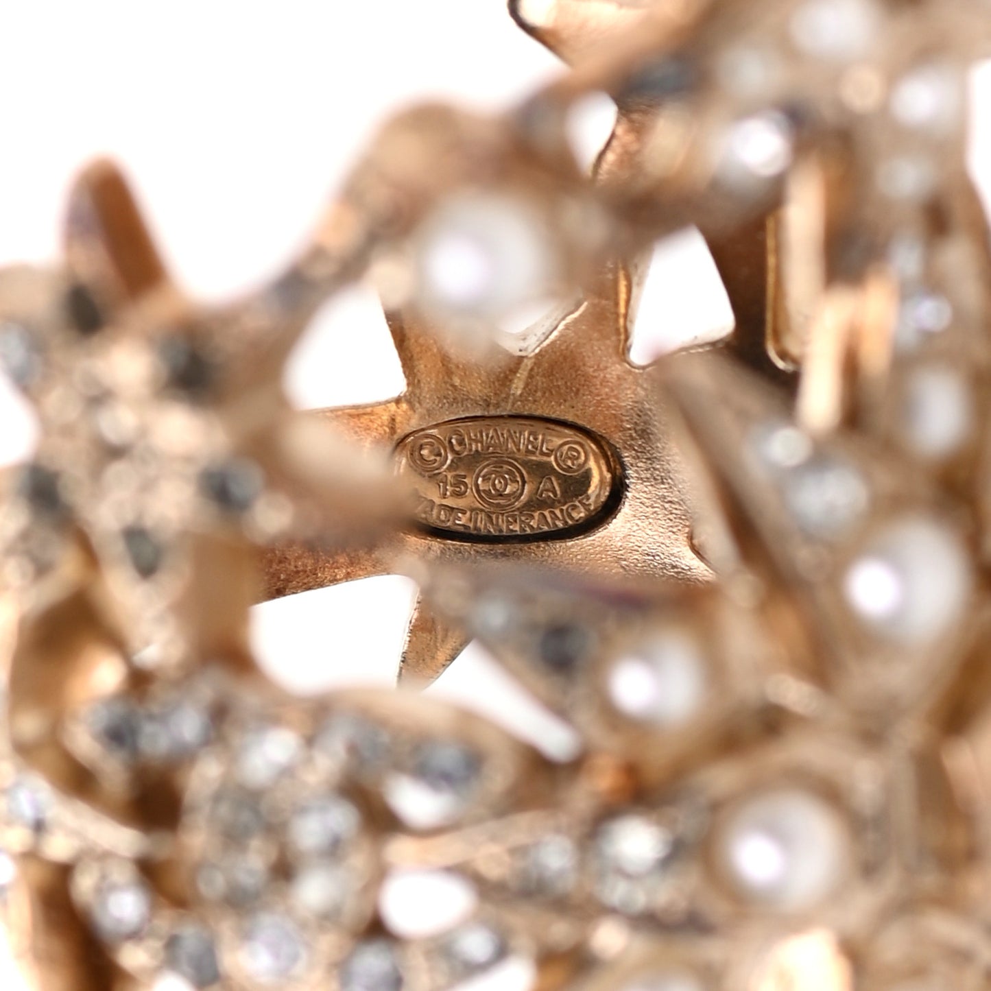 Crystal Pearl CC Cluster Ring 52 6 Gold