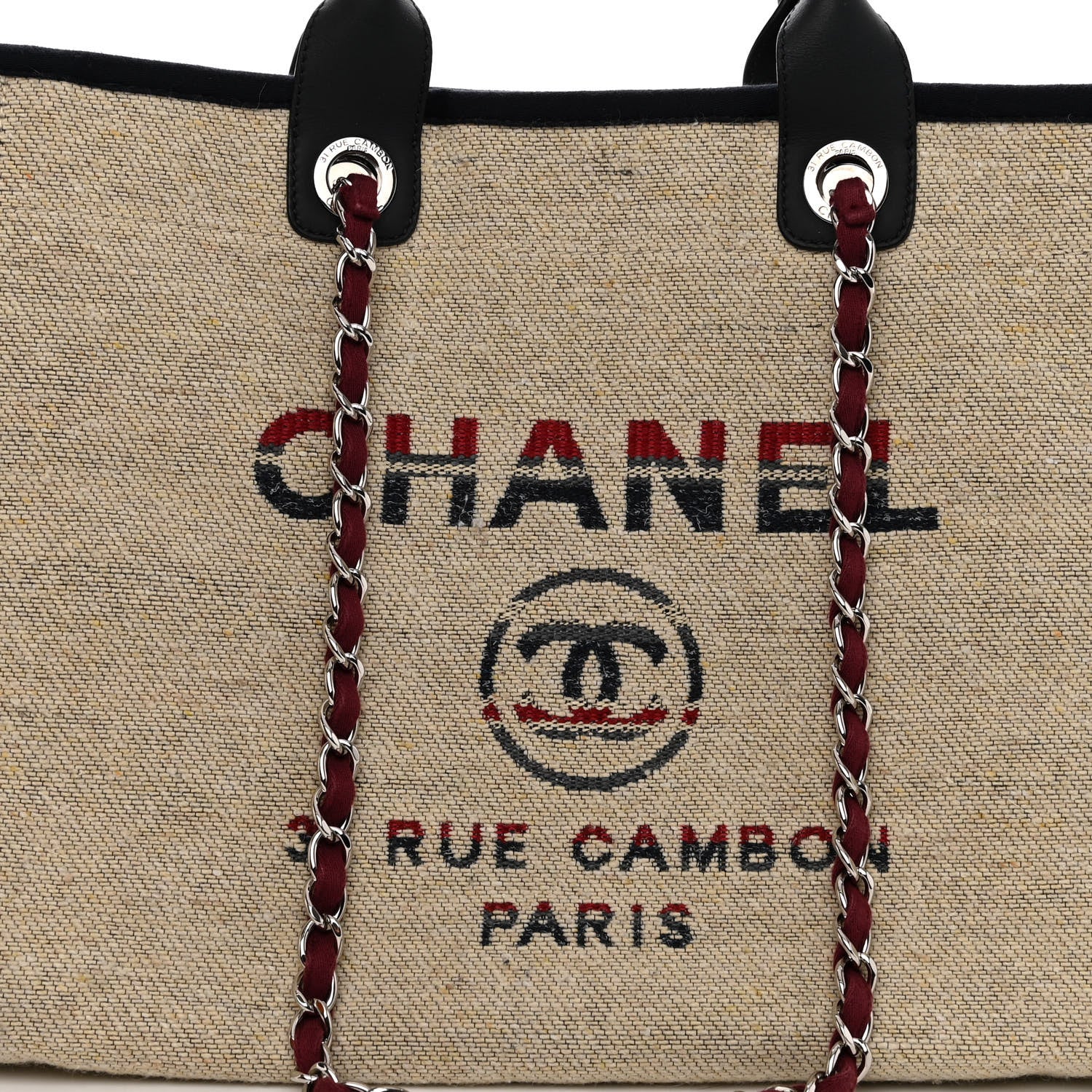 Chanel Striped Canvas Medium Deauville Tote Beige 8 of 10