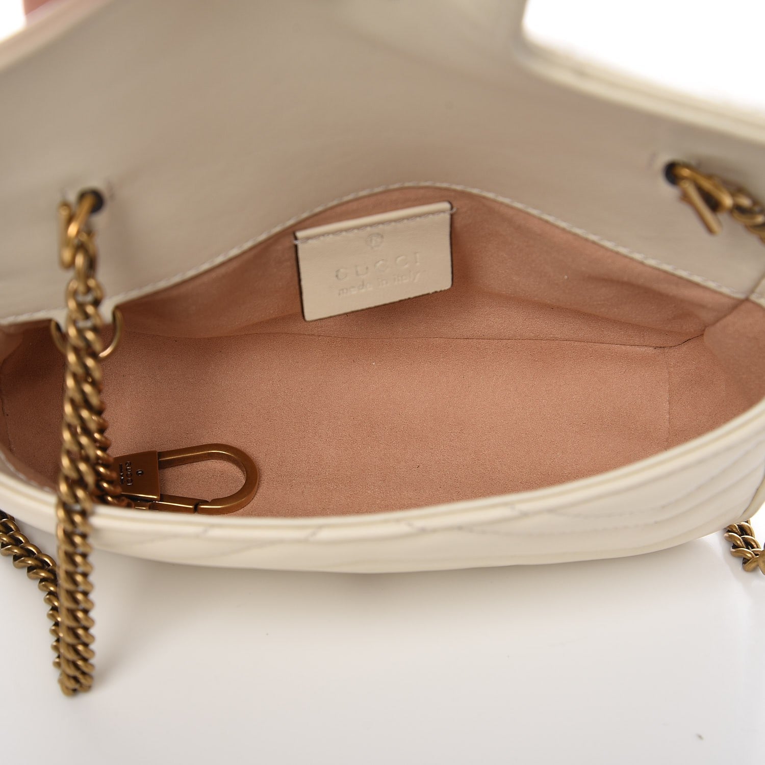 Gucci Calfskin Matelasse Super Mini GG Marmont Shoulder Bag White 5 of 8