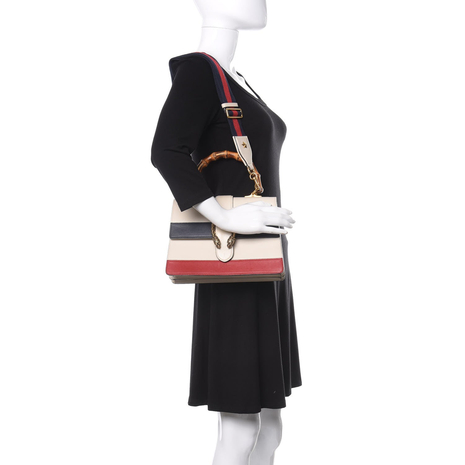 Gucci Calfskin Bamboo Web Medium Dionysus Top Handle Bag White Blue Hibiscus Red 2 of 14