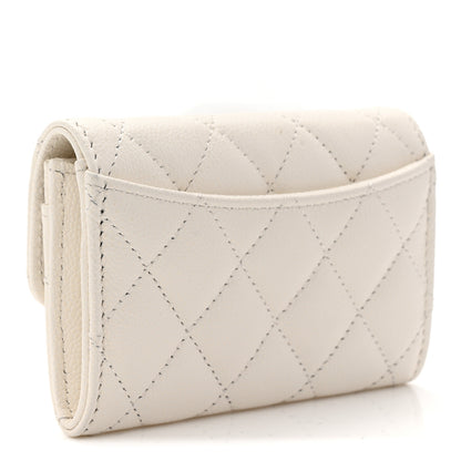 Chanel Caviar Quilted Flap Card Holder Wallet White 3 of 8