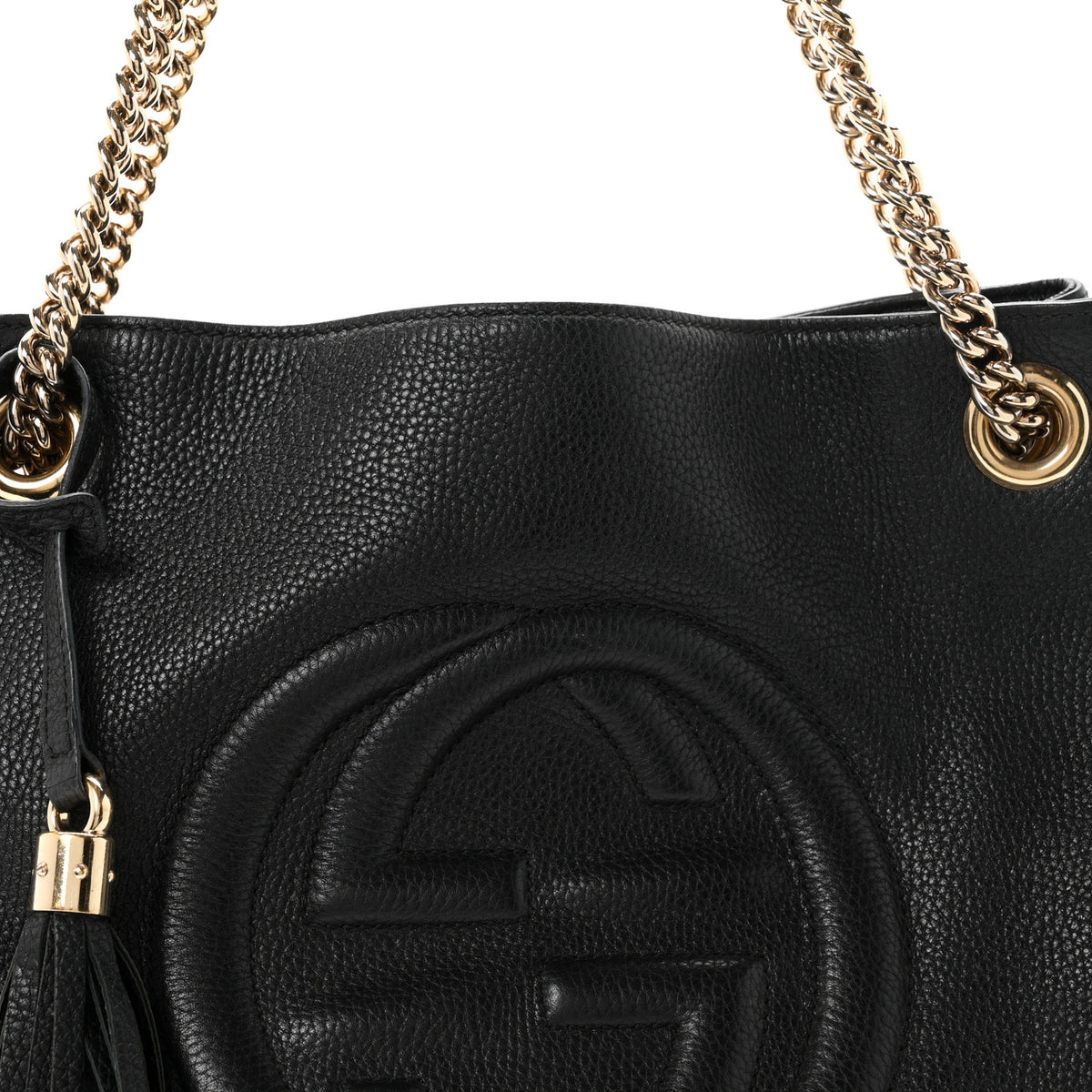 Pebbled Calfskin Medium Soho Chain Shoulder Bag Black