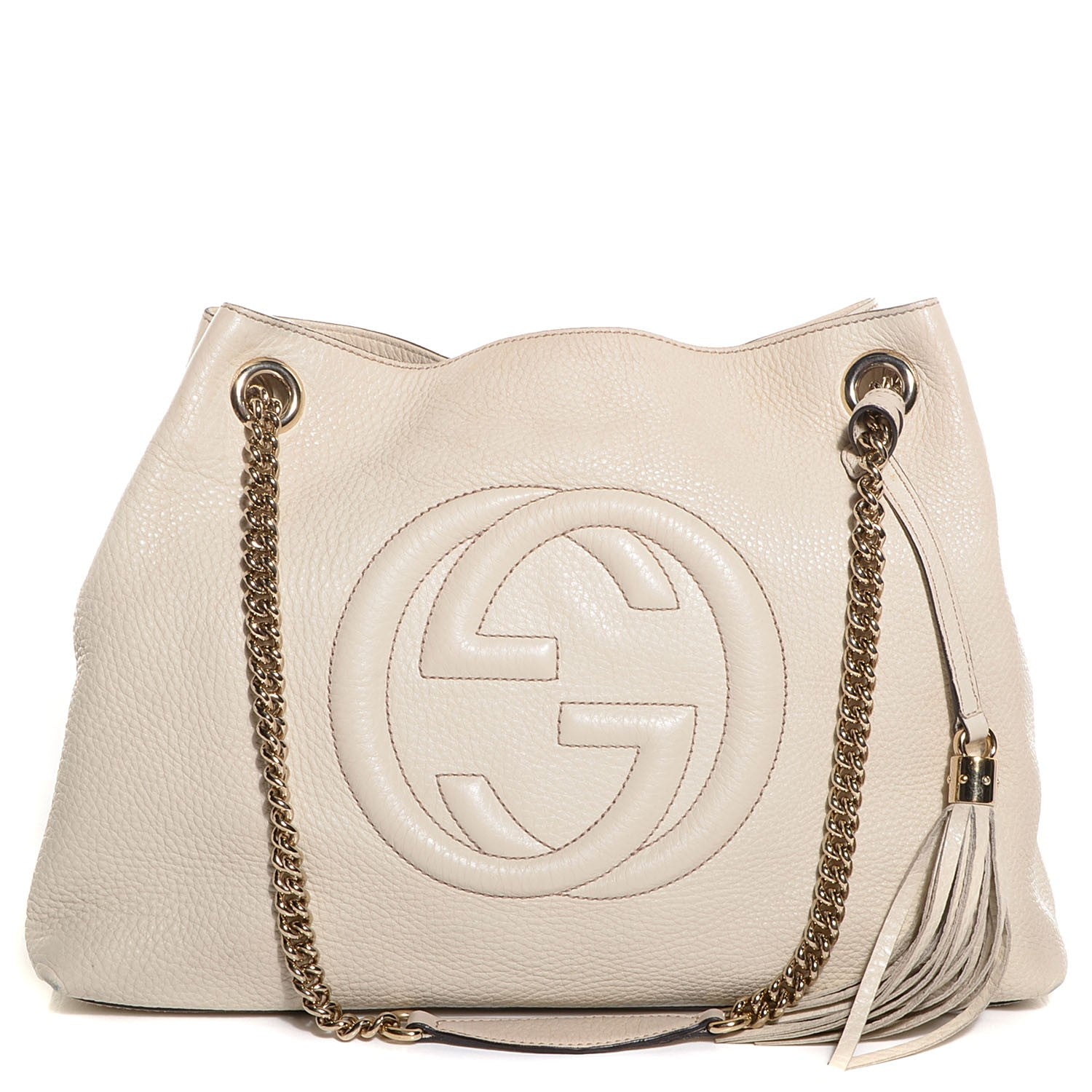 Gucci Pebbled Calfskin Medium Soho Chain Shoulder Bag Off White 1 of 8