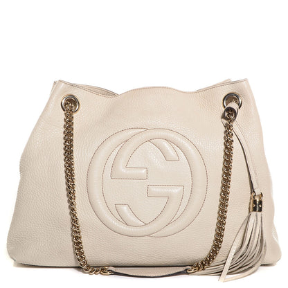 Gucci Pebbled Calfskin Medium Soho Chain Shoulder Bag Off White 1 of 8