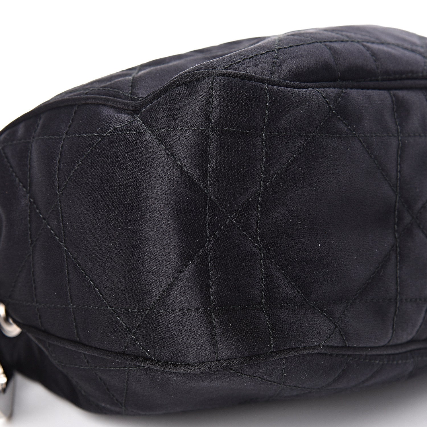 Christian Dior Satin Crystal Cannage Drawstring Bag Black 8 of 14