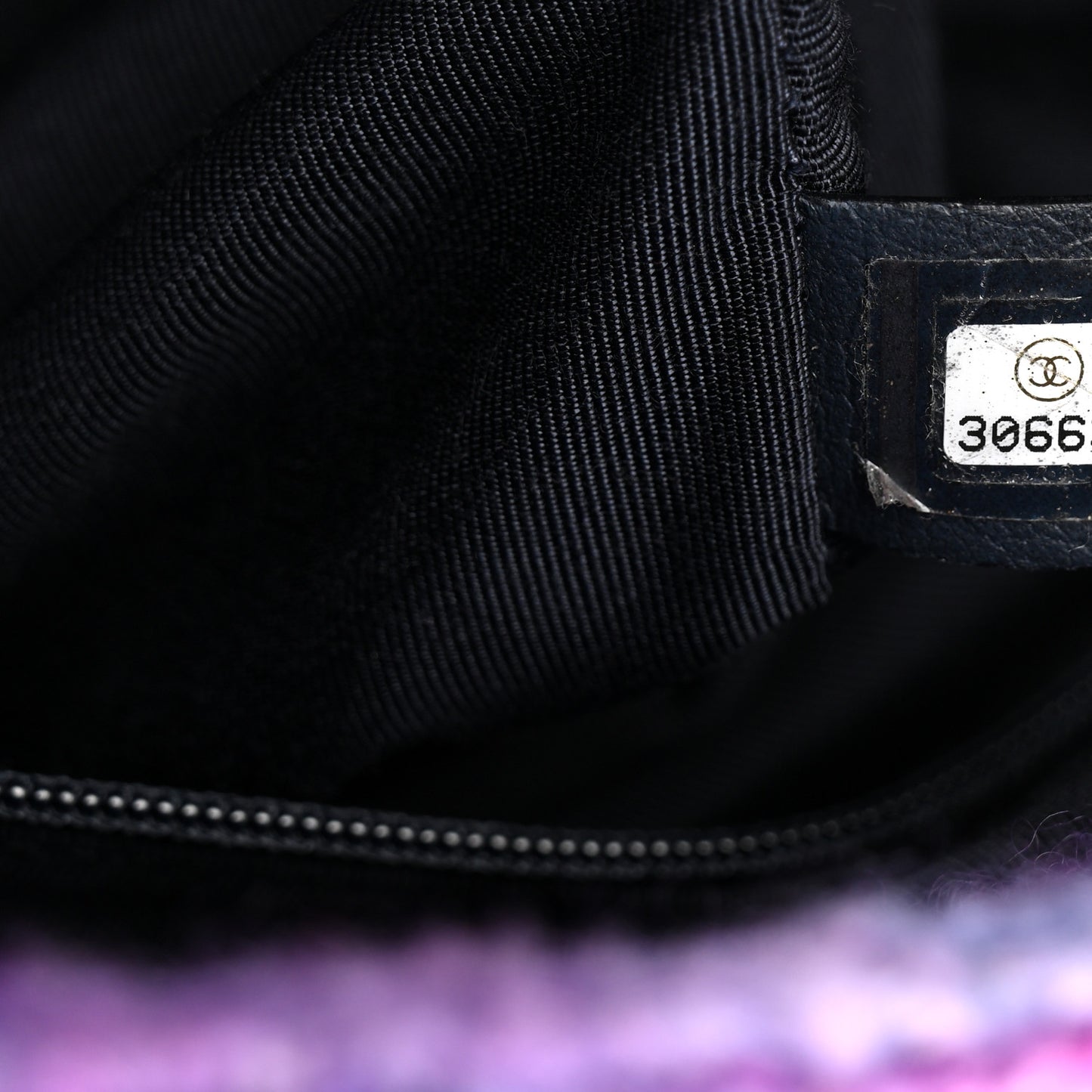 Wool Tweed CC Tote Purple Black Blue