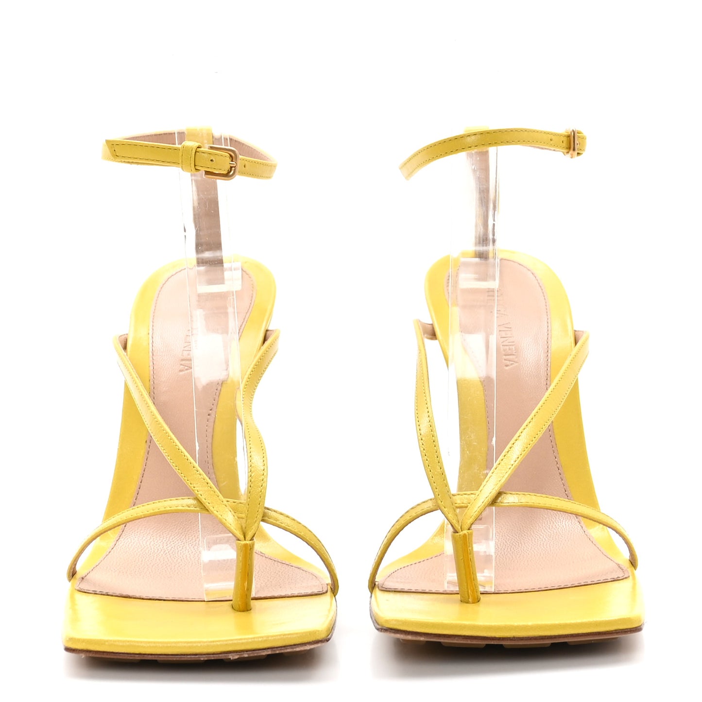 Lambskin Stretch Multi Strap 90mm Sandals 39.5 Buttercup