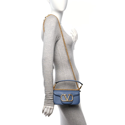 Valentino Garavani Calfskin Vlogo Small Loco Shoulder Bag Blue 2 of 9
