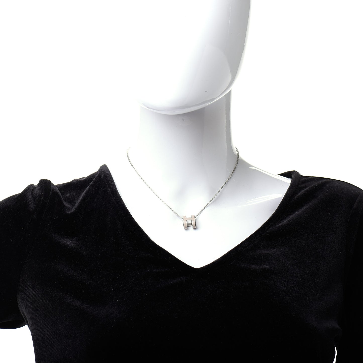 Lacquered Palladium Pop H Pendant Necklace Marron Glace