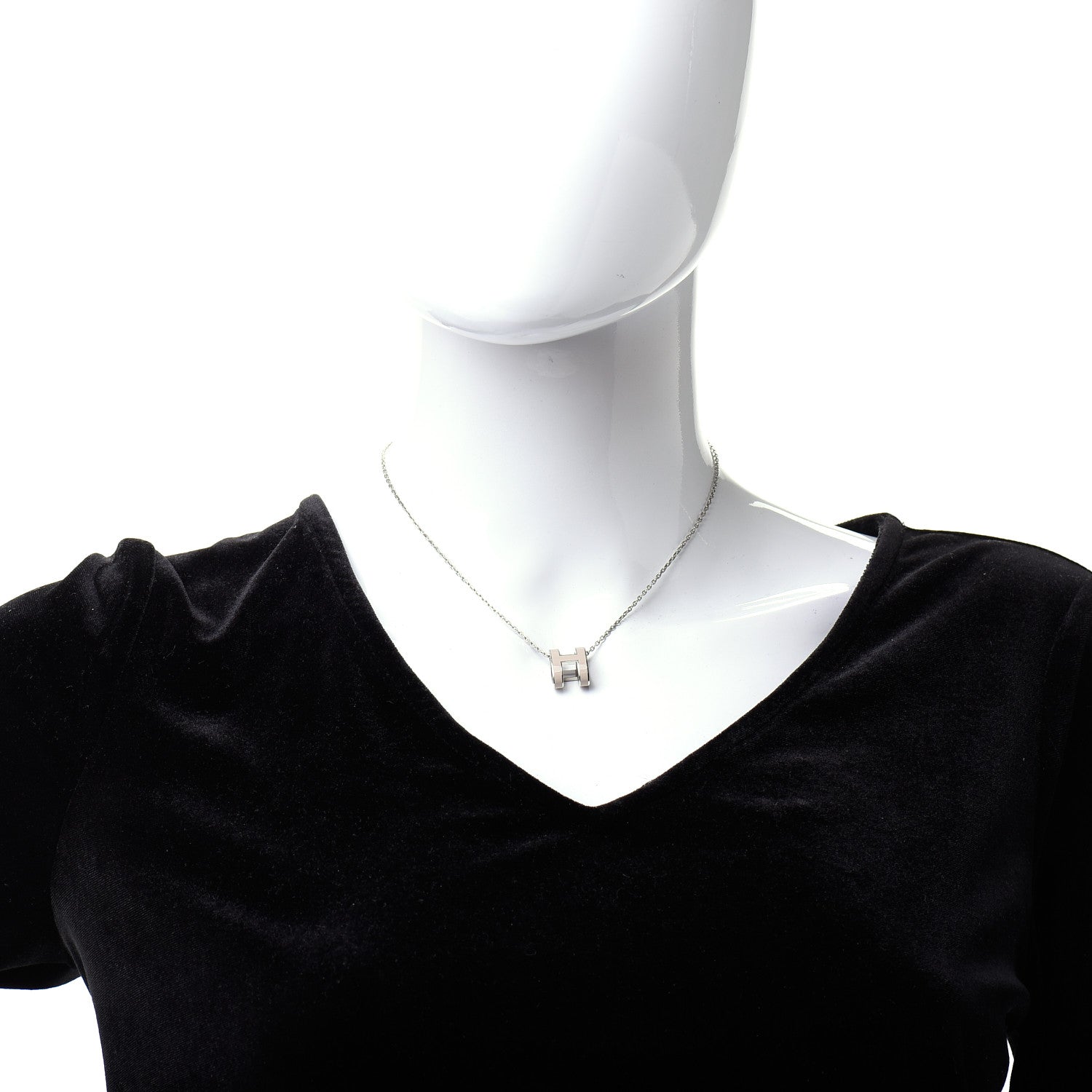 Hermes Lacquered Palladium Pop H Pendant Necklace Marron Glace 2 of 6