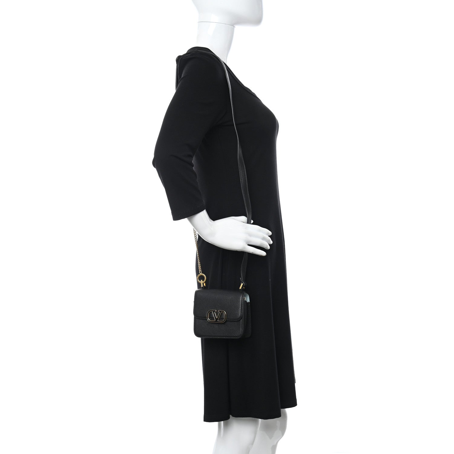 Valentino Garavani Pebbled Calfskin Micro VSling Shoulder Bag Black 3 of 6