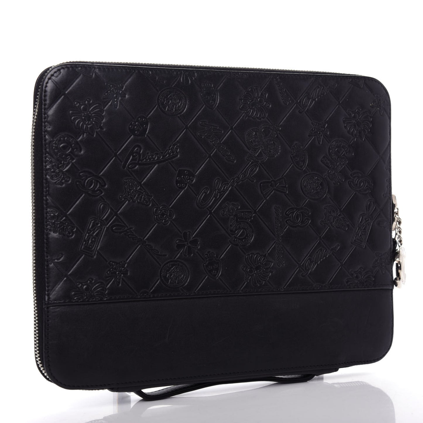 Calfskin Embossed Lucky Symbols iPad Case Black