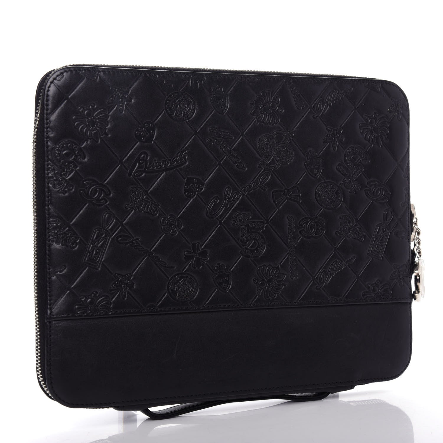 Chanel Calfskin Embossed Lucky Symbols iPad Case Black 3 of 6
