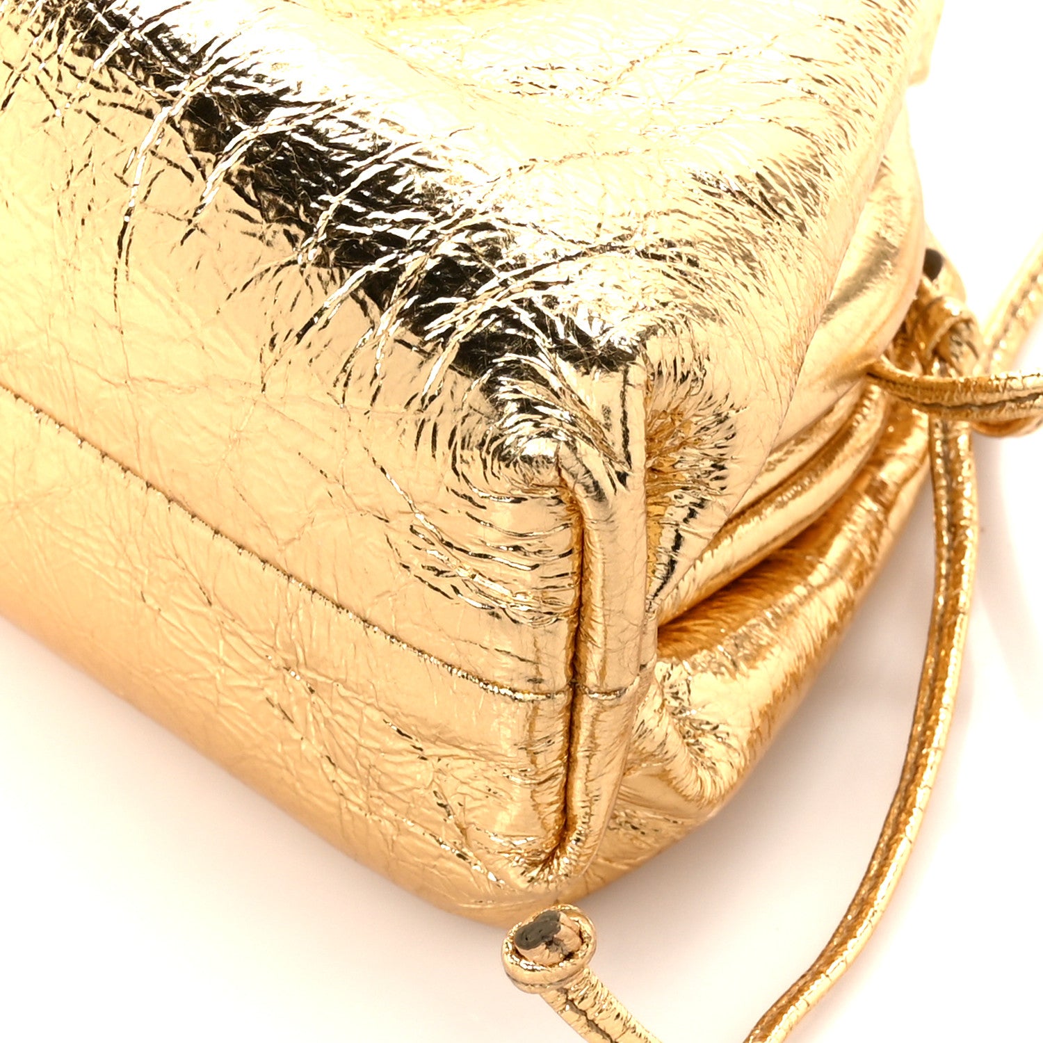 Bottega Veneta Metallic Crinkled Lambskin The Mini Pouch Oro 12 of 12