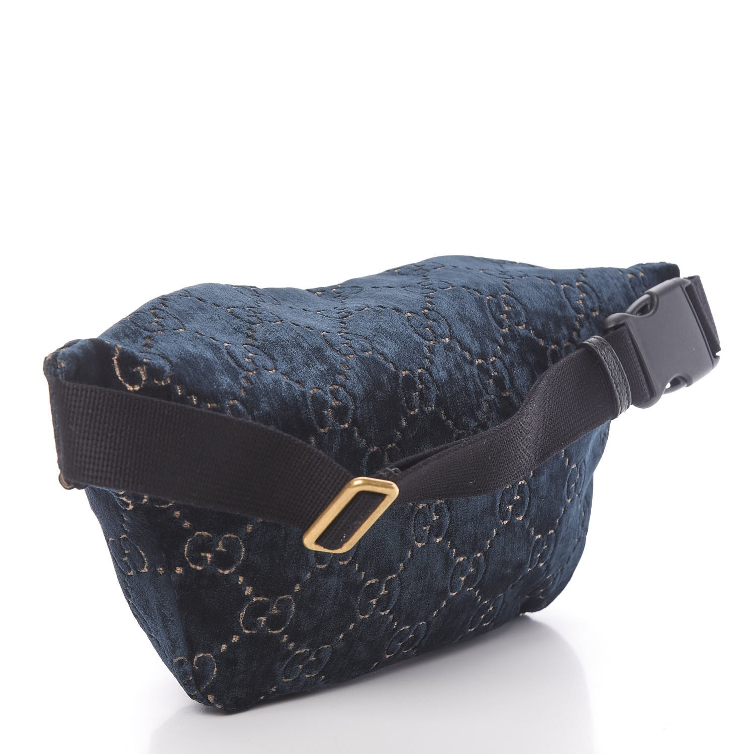 Gucci Velvet GG Monogram Web Belt Bag Blue Beige 3 of 10