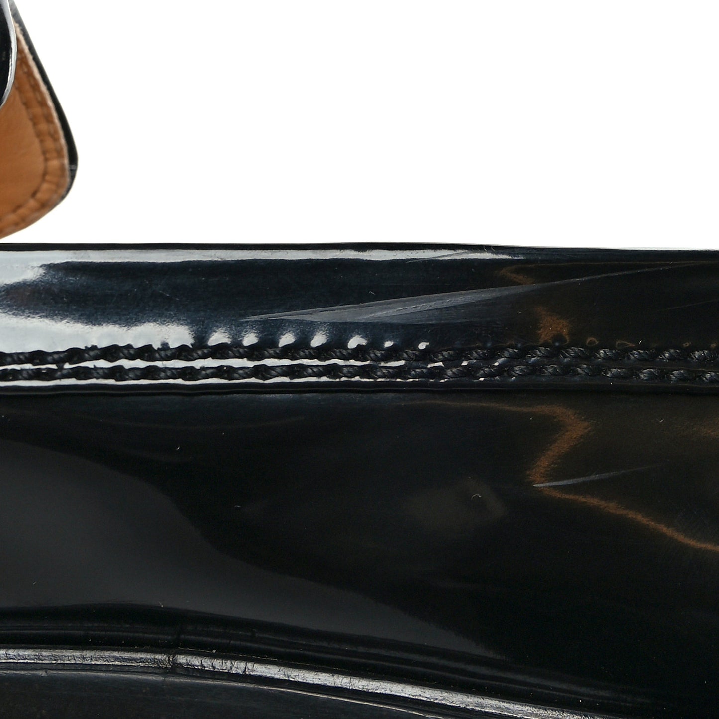 Shiny Calfskin Logo Loafers 40.5 Black